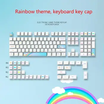 130 клавиша череша профил keycap PBT DYE-SUB електронна игра дъга keycap комплект за GK61/64/68/84/980 механична клавиатура