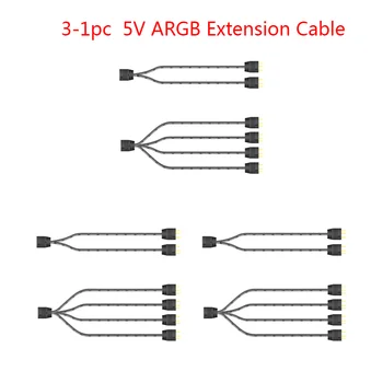 3-1PC COOLMOON ARGB сплитер 5V 3 пинов 1 до 2/3/4 вентилатор HUB сплитер захранващ кабел удължителен кабел за дънни платки PC Light Strip Фенове
