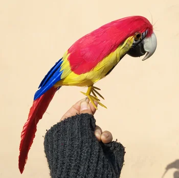 30см червени цветни пера папагал птица изкуствена птица занаятчийски реквизит, подарък за декорация на домашна градина p1914