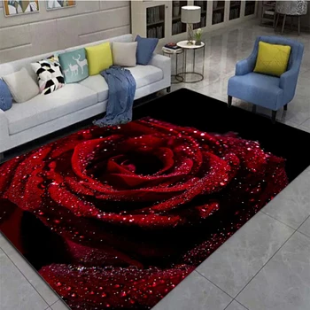 3D принтиран килим с розов модел, хол и спалня декоративен килим, кухня и баня против хлъзгане килим, изтривалка за врата