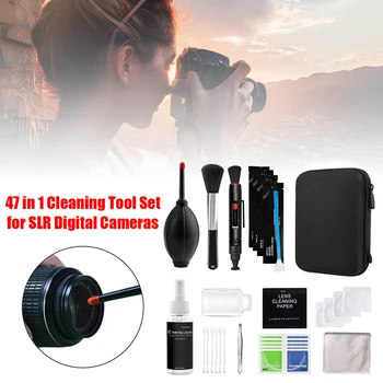 47pcs Прахопочистващ фотоапарат Почистващ обектив Комплект четка за писалка Комплекти за почистване на фотоапарати DSLR обектив Почистване на цифров сензор с четка