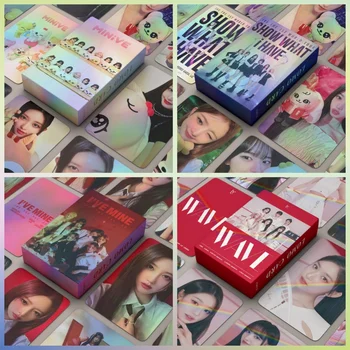 55pcs / кутия Kpop Idol IVE лазерни фотокарти албум холограма MINIVE Lomo карти Flash градиент пощенски картички DIVE подарък