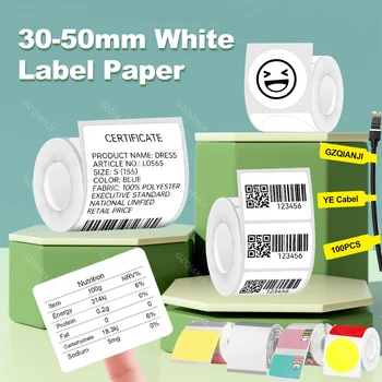 58mm етикет хартия ролки 30 * 40 мм 50 * 80 мм ширина баркод стикер цена етикет дата нормални термични етикети маслоустойчив водоустойчив P50 P2