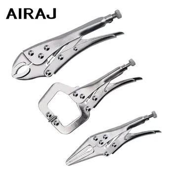AIRAJ 3 бр. Заключващи клещи Заваръчни инструменти 7'' Клещи от въглеродна стомана Индустрия Кръгла уста Виза Висок въртящ момент Фиксирани затягащи ръчни инструменти