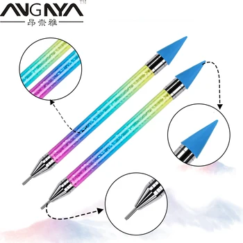 ANGNYA Rainbow кристал писалка кристали скъпоценен камък бране инструмент восък молив писалка берач облекло диамант живопис разтоварване пунктиране писалка