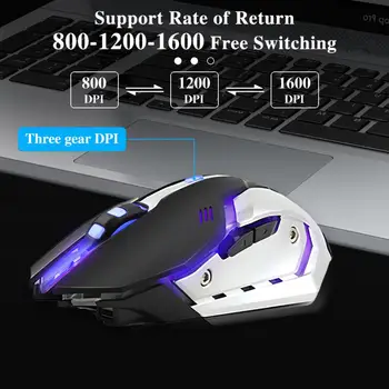 Business Home Office Gaming Безжична мишка Silent Multicolor Breather лампа Офис мишка за компютър лаптоп