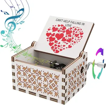Can't Help Falling in Love Wood Music Box Antique Engraved Wooden Musical Box Подаръци за любовник Гадже Приятелка Съпруг Съпруга