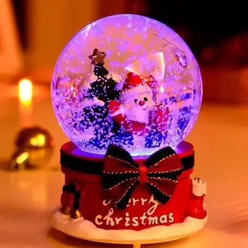 Creative Коледа кристална топка музикална кутия въртящи се сняг цвете със светлини студент ден приятелка подаръци фигурки