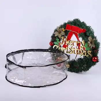 Durable Garland Container Visible Xmas Garland Bag Heavy-duty Dust-proof Clear Christmas Ring Garland Storage Bag