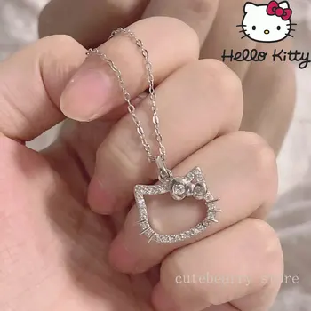 Hello Kitty Колие висулка стерлинги сребро момиче сладко приятелка сексапил сладък карикатура ключицата верига диамантен пръстен бижута подаръци