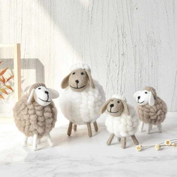 INS овце декорация ръчно изработени вълна филц пълни творчески деца спалня Nordic дома декор мини занаяти висулка Великден фигурка