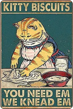 Kitty бисквити, от които се нуждаете, месим котка ретро знак реколта декор за домашен офис 12