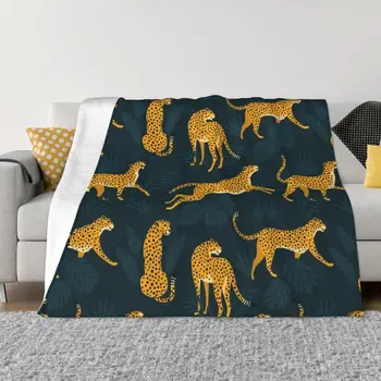 Night Cheetah Pattern Throw Blanket Soft Bed Blankets Blanket For Baby Picnic Blanket Plush