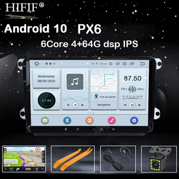 PX6 IPS DSP 4G Android 10 2 DIN кола GPS плейър за Seat Altea Toledo VW GOLF 5/6 Polo Passat B6 CC Tiguan Touran РАДИО NO DVD