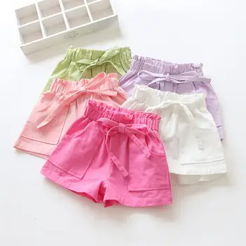 Summer Girls Short Solid Color All-match Clothing Girls Loose Elastic Band Short Pants Toddler Girl Clothing for Going Out