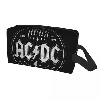 Travel Реколта рок AC DC тоалетна чанта Хеви метъл музикална група грим козметичен организатор за жени красота съхранение Dopp комплект случай
