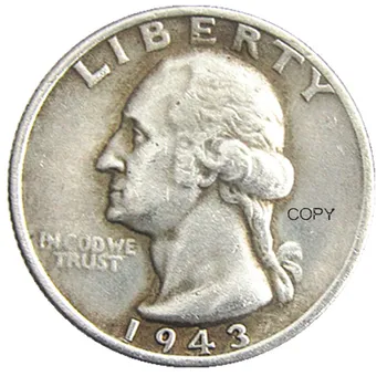 US 1943P/D/S Вашингтон четвърт сребърно покритие копие монета