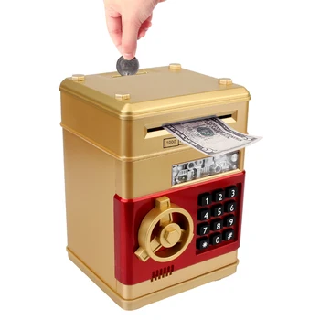 Автоматичен депозит Парични монети Спестовна кутия банкомат парола Парични кутии подарък за деца Автоматично превъртане хартия банкнота Електронна касичка