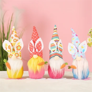 Великденски гном декорации сладък заек ухо репички безлична кукла заек украшение за парти