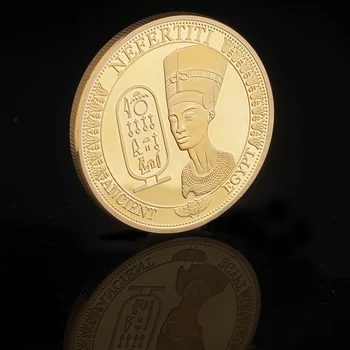 Древен Египет Позлатени възпоменателни монети Египетска царица Нефертити Пирамида Колекционерство
