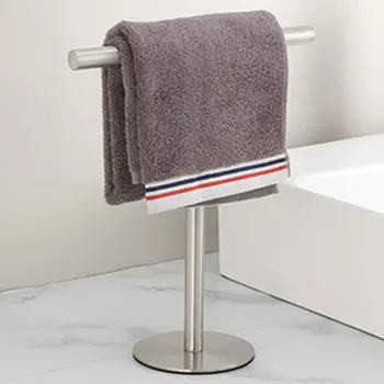 Държач за кърпи за ръце от неръждаема стомана Свободно стояща стойка за кърпи Т-образна кърпа Бар багажник за баня суета плот