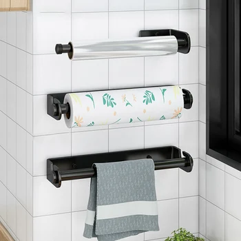 Държач за тоалетна хартия Самозалепващ се пластмасов държач за дозатор за опаковане Неръждаема стомана без перфоратор за кухня за баня