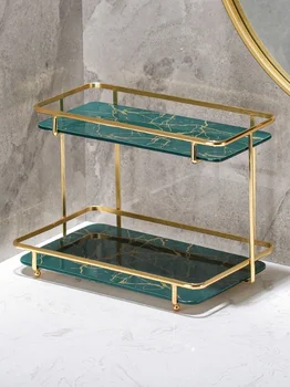 европейски стил баня рафт козметика маса мрамор модел керамични багажник за съхранение суета баня съхранение декоративна стойка