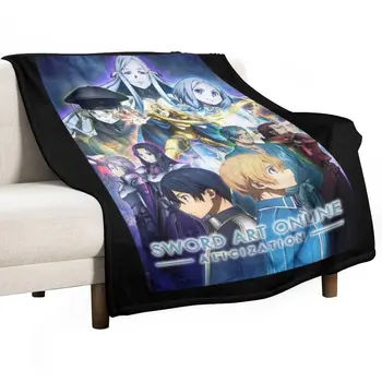 Изкуството на меча онлайн Аниме хвърлят одеяло меки плюшени карирани пухкави рошави одеяла декоративни диван одеяла