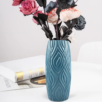 Имитация на цвете, живеещо за пот стая офис декорация пластмасова сватба керамични модерни нечупливи скандинавски декор ваза У дома