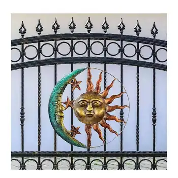 ковано желязо слънце луна висящи орнамент стена декорация обшивка творчески статуя дома декор стая декорация изкуство стена ваденки
