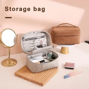 Козметична торбичка за съхранение Travel тоалетна чанта капацитет водоустойчив изкуствена кожа козметична чанта с грим четка за съхранение за жени