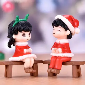 Коледа заседание двойка фигура микропейзаж мини декорация дома декорация подарък фигура кукла дома бюро декорация
