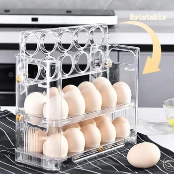 Контейнери за дозатори Кутия за кутии за кутии за яйца за прясно съхранение на организатора Хладилник за съхранение Кухненска тава