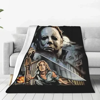 Майкъл Майърс ножове Хелоуин страшно филм одеяла удобни меки фланела есента хвърлят одеяло за диван открит легло