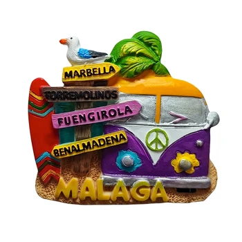Малага Пътуващи сувенири Магнити за хладилник Творчески декорация на дома Смола Хладилник Магнитни стикери 