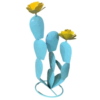 Метална бодлива круша кактус метален кактус с цветя, дворно изкуство подаръци метал растение декор