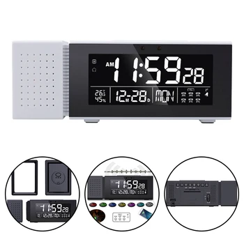  многофункционален LED цифров будилник FM радио часовник с нощна светлина инфрачервен сензор температура влажност дисплей таблица часовник