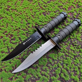 Прав нож Остър фиксиран нож Ловен нож Къмпинг спасяване Тактически инструмент за събиране на самозащита