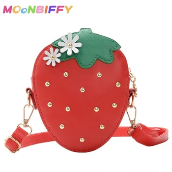 Прекрасен детски Мин лято Crossbody чанта сладък ягода форма рамо пратеник чанта с ярки цветни подаръци за малки момичета