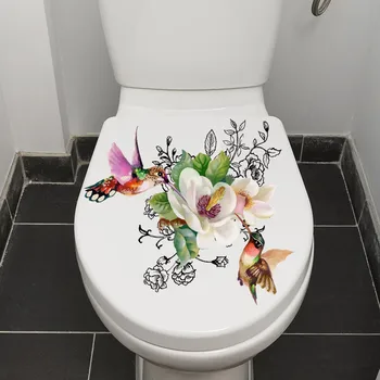 Самозалепващ се цветен птичи тоалетен стикер сладък DIY тоалетна сменяеми стикери баня декоративни водоустойчиви стикери за стена