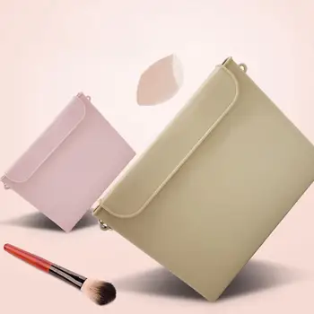 Силиконова козметична чанта за съхранение Прахоустойчива четка за грим чанта за съхранение Магнитно затваряне Телефон огледало грим четка чанта инструмент за съхранение