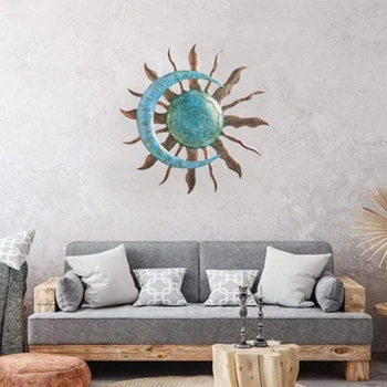 Слънце и Луна ковано желязо метални висящи висулка фон стена декор орнамент дропшипинг
