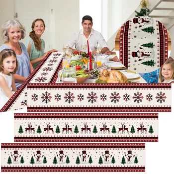 Таблица Hot Pad украсени знамена за маса за Коледа семейни събирания ретро кухня декорация на маса празник маса 120 инча дълъг