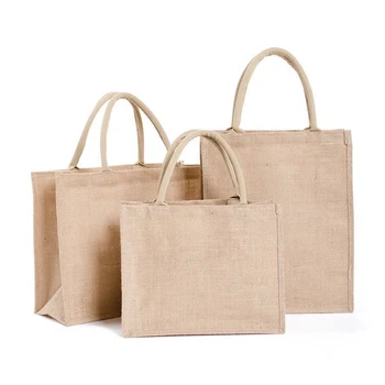  Чанта от юта Големи подаръчни торбички за многократна употреба с дръжка Екологична чанта за пазаруване
