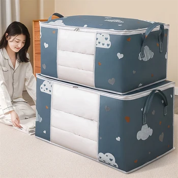 Чанти за съхранение на дрехи Големи килери Организатори Кошчета за съхранение с ясни прозорци за възглавница за одеяло Утешител