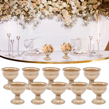 10PCS Златен метален урна плантатор елегантен сватбен център ваза за сватбено тържество
