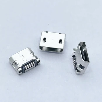10pcs микро USB 5pin 5.9mm DIP2 няма страна B тип Плоска уста без страна на къдрене Женски конектор за мобилен телефон Опашка за зареждане