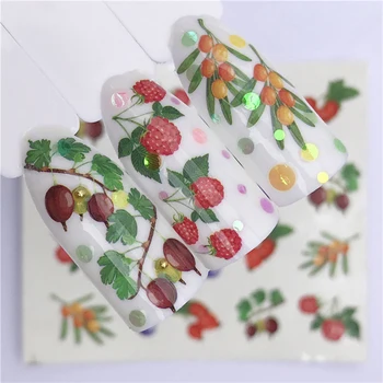 10pcs мода ягода лято плодове питейна торта стикери ноктите маникюр нокти изкуство дизайн вода трансфер воден знак ваденки