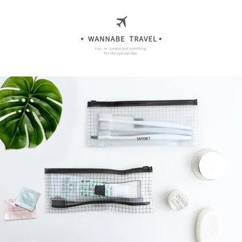 1pcs пътуване плуване цип заключване пластмасови маски чанти прахоустойчив прозрачен молив грим чанта за съхранение на домашен офис пътуване организатор