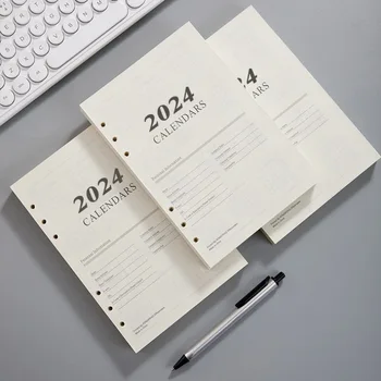 2024 Пълнители за тетрадки Kawaii Loose Leaf дневник Planner Бележник Сладък график Организатор на дневния ред Корейски канцеларски офис